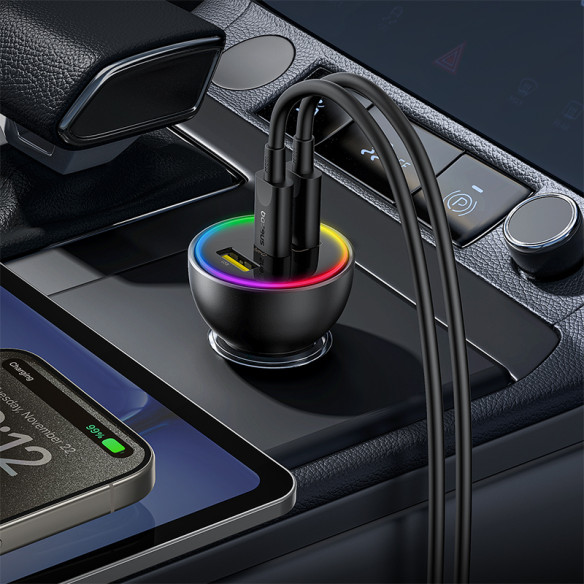 Baseus Multi-Port Fast Charge Ładowarka Samochodowa C+C+U 152.5W Set Cluster Black