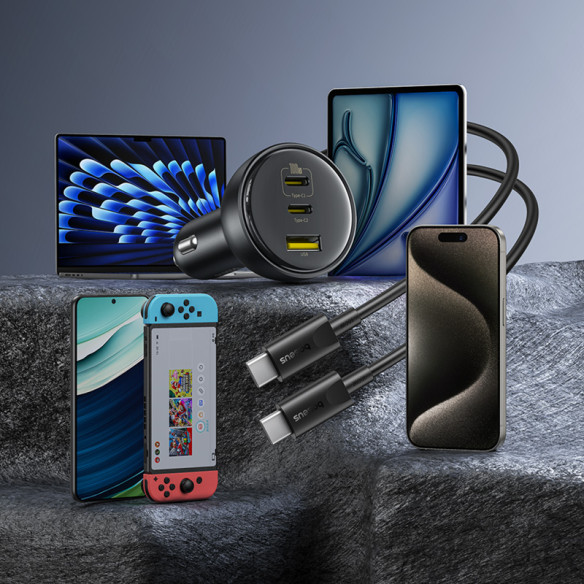 Baseus Multi-Port Fast Charge Ładowarka Samochodowa C+C+U 152.5W Set Cluster Black