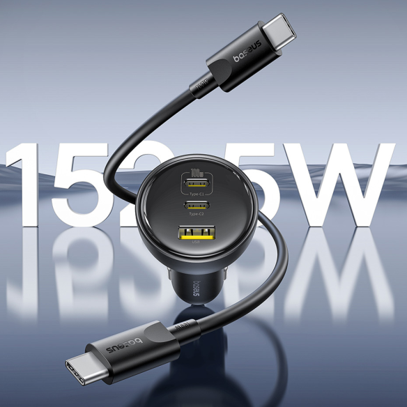 Baseus Multi-Port Fast Charge Ładowarka Samochodowa C+C+U 152.5W Set Cluster Black