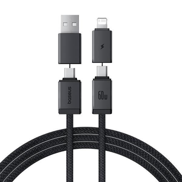 Baseus Versatile Two-for-Two Fast Kabel 4w1 U+C to C+L 60W 1m Cosmic Black