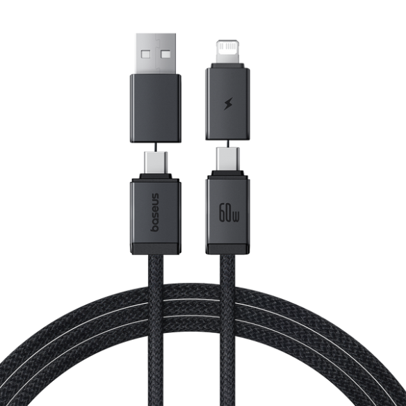 Baseus Versatile Two-for-Two Fast Kabel 4w1 U+C to C+L 60W 1m Cosmic Black