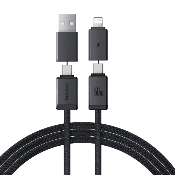 Baseus Versatile Two-for-Two Fast Kabel 4w1 U+C to C+L 60W 1m Cosmic Black