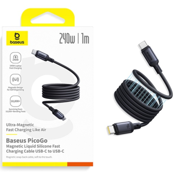 Baseus PicoGo Magnetyczny Kabel USB-C to USB-C 240W 1m Cosmic Black