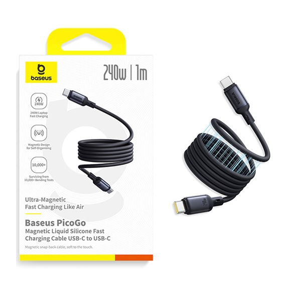 Baseus PicoGo Magnetyczny Kabel USB-C to USB-C 240W 1m Cosmic Black