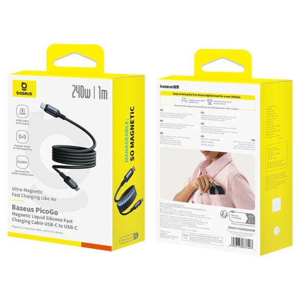 Baseus PicoGo Magnetyczny Kabel USB-C to USB-C 240W 1m Cosmic Black