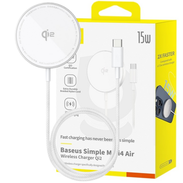 Baseus Simple Mini4 Air Ładowarka Indukcyjna Qi2 15W Frost Silver