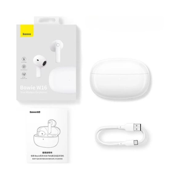 Baseus Bowie W16 True Słuchawki Bezprzewodowe White