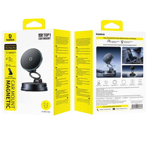 Baseus PrimeTrip VC2 Flex Pro Uchwyt Magnetyczny z Ładowaniem Indukcyjnym Version Cosmic Black