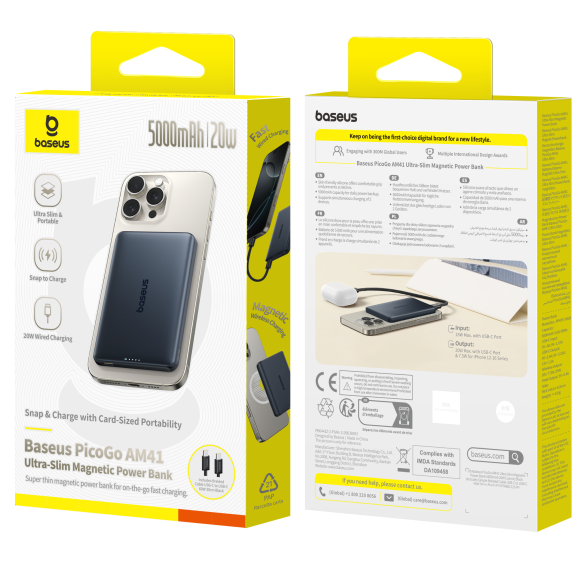 Baseus PicoGo AM41 Ultracienki Magnetyczny Power Bank 5000mAh 20W Space Grey