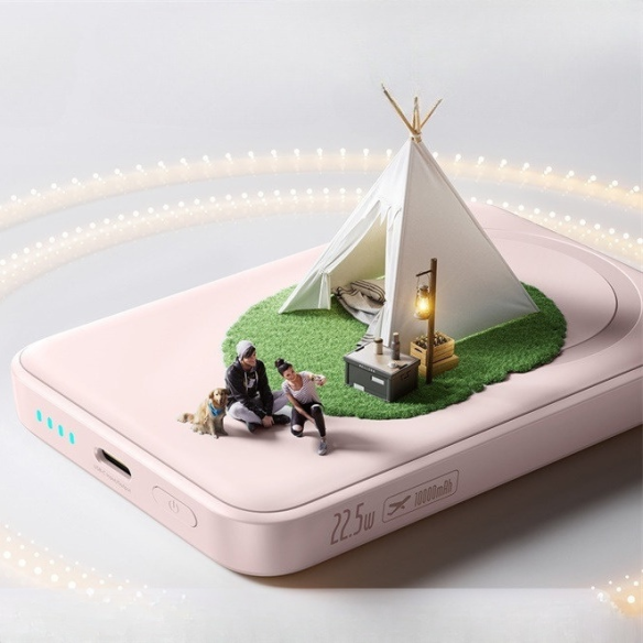 Baseus EnerFill FM11 Ultracienki Magnetyczny Power Bank 10000mAh 22.5W Baby Pink