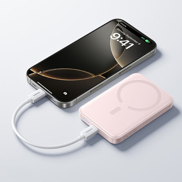 Baseus EnerFill FM11 Ultracienki Magnetyczny Power Bank 10000mAh 22.5W Baby Pink
