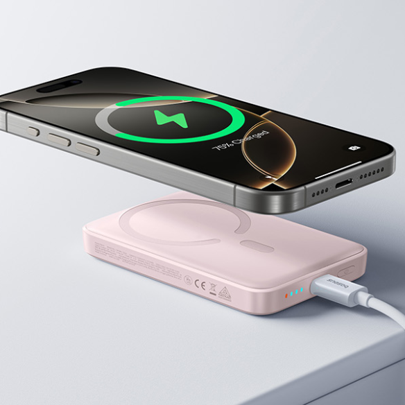 Baseus EnerFill FM11 Ultracienki Magnetyczny Power Bank 10000mAh 22.5W Baby Pink