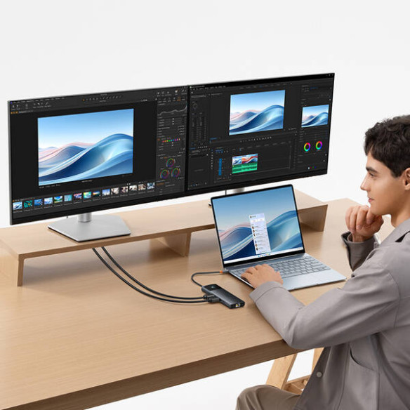 Baseus Metal Gleam II 10w1 | Adapter HUB 10w1 USB-C do 2x HDMI, RJ45, USB-C3.2, USB-A3.2, 2x USB-A2.0, SD/TF, Typ-C 100W