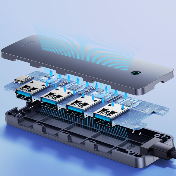 Baseus UltraJoy Series 4-Port  HUB Lite 150cm Space Grey