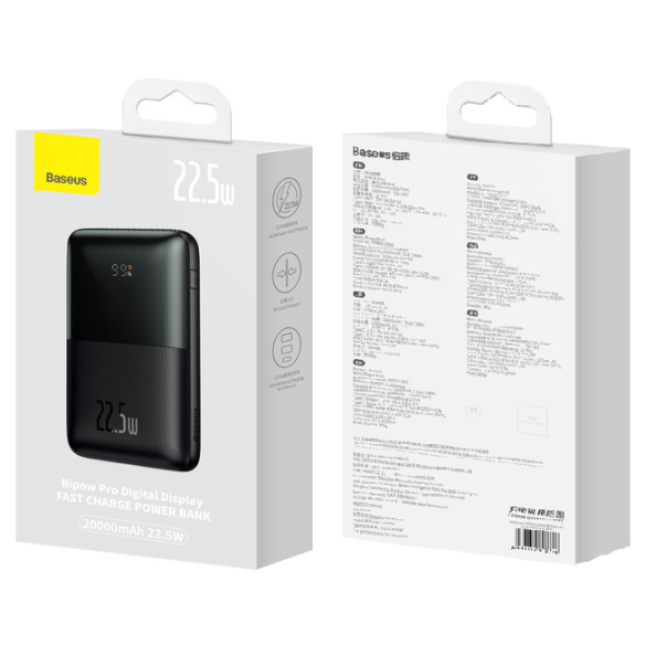 Baseus Bipow Pro Szybki Power Bank 20000mAh 22.5W Black