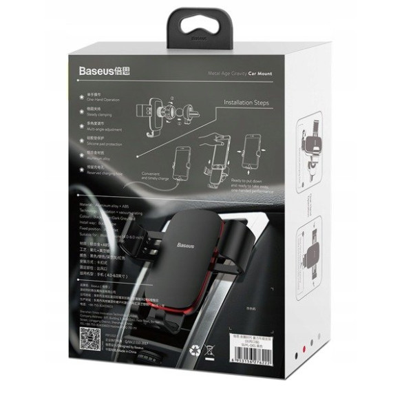 Baseus Metal Age | Uchwyt grawitacyjny samochodowy na telefon do kratki nawiewu