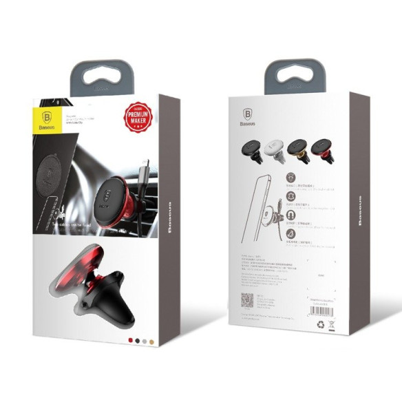 Baseus Magnetic Air Vent | Uchwyt magnetyczny samochodowy na telefon do kratki nawiewu z klipsem na kable