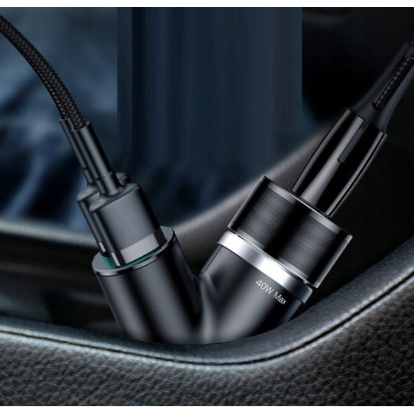 Baseus Y Type | Ładowarka samochodowa 2x USB 3.4A +  gniazdo zapalniczki 40W