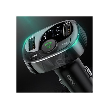 Baseus T typed | Transmiter FM bluetooth MP3 Ładowarka samochodowa 2x USB TF microSD 3.4A  CCMT000001