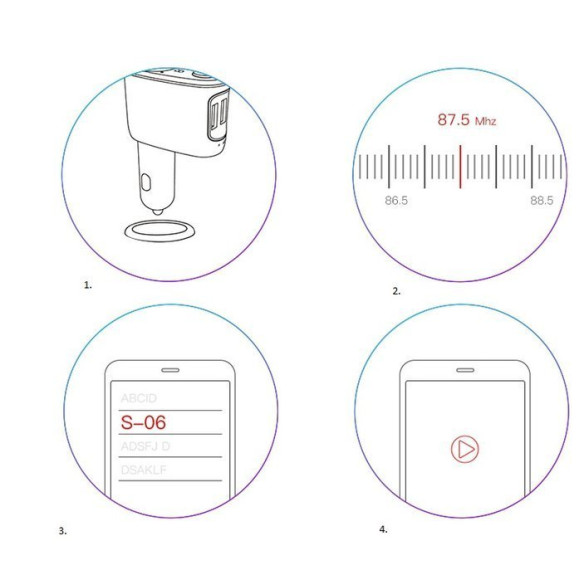 Baseus T typed | Transmiter FM bluetooth MP3 Ładowarka samochodowa 2x USB TF microSD 3.4A  CCMT000001