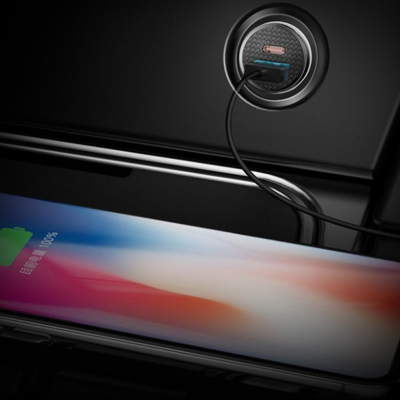 Baseus Circular Plastic | Ładowarka samochodowa USB-A Type-C USB-C PD 30W QC 3.0 SCP 5A