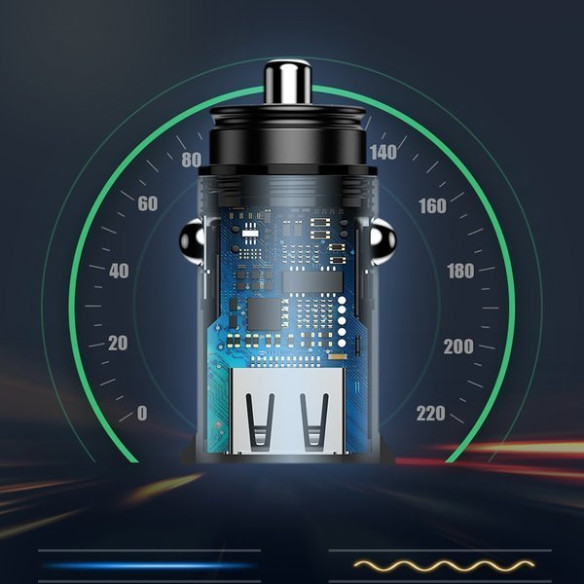 Baseus Circular Plastic | Ładowarka samochodowa USB-A Type-C USB-C PD 30W QC 3.0 SCP 5A