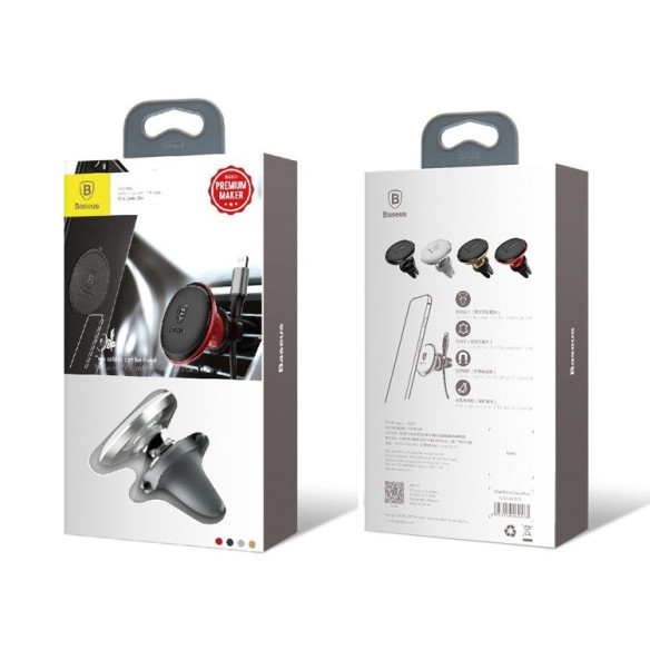 Baseus Magnetic Air Vent | Uchwyt samochodowy magnetyczny na telefon do kratki nawiewu + klipsy na kable