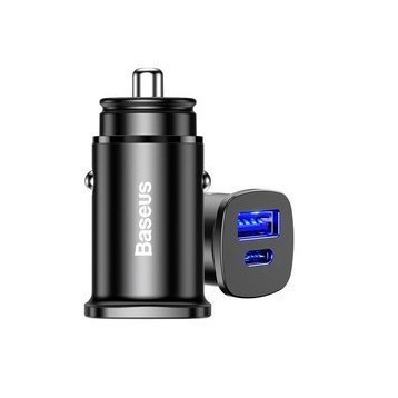 Baseus Square metal A+C 30W | Ładowarka samochodowa USB-A Type-C QC3.0 PD 30W 5A