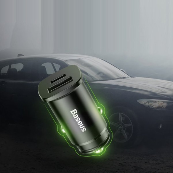 Baseus Square metal A+C 30W | Ładowarka samochodowa USB-A Type-C QC3.0 PD 30W 5A