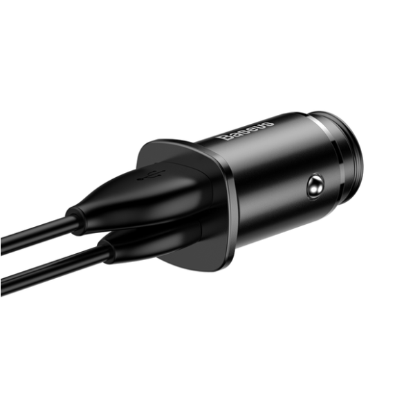 Baseus Square metal A+C 30W | Ładowarka samochodowa USB-A Type-C QC3.0 PD 30W 5A