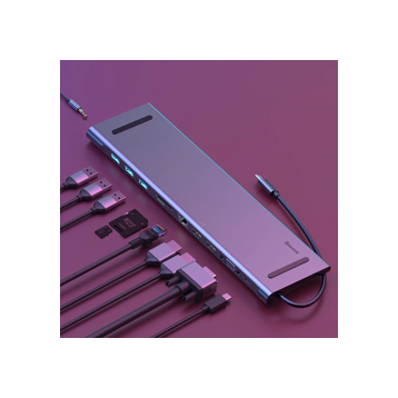 Baseus Enjoyment Series | Adapter Hub 11w1 USB Type-C  PD / HD4K*2 / VGA / RJ45 / SD/TF/ USB*3 / Audio do MacBook