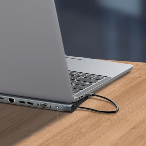 Baseus Enjoyment Series | Adapter Hub 11w1 USB Type-C  PD / HD4K*2 / VGA / RJ45 / SD/TF/ USB*3 / Audio do MacBook