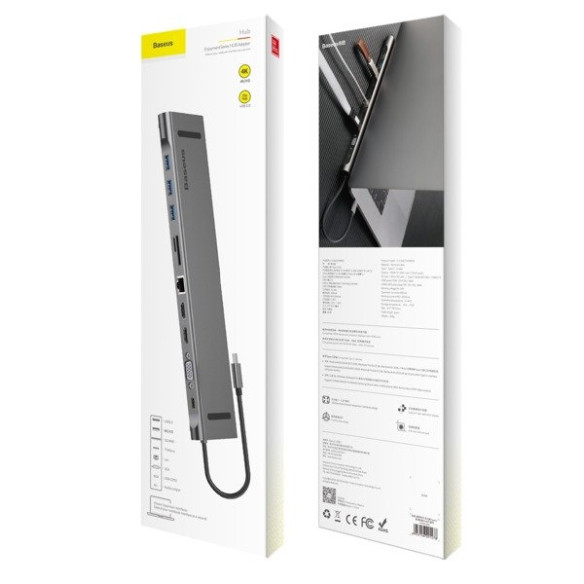 Baseus Enjoyment Series | Adapter Hub 11w1 USB Type-C  PD / HD4K*2 / VGA / RJ45 / SD/TF/ USB*3 / Audio do MacBook