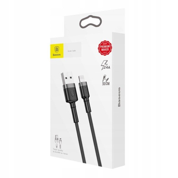 Baseus Cafule | Nylonowy kabel USB - Lightning do iPhone 50cm 2.4A 