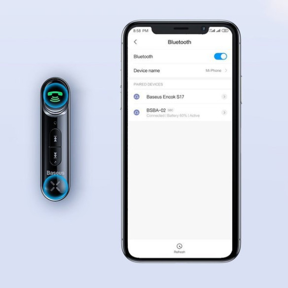Baseus Qiyin | Transmiter odbiornik dźwięku bluetooth AUX do samochodu