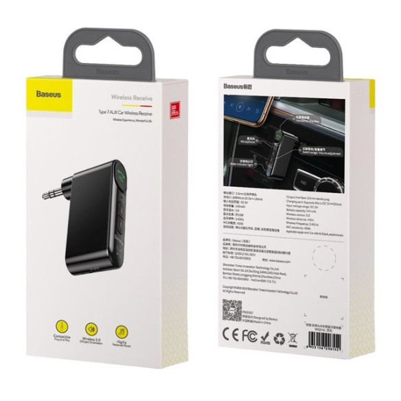 Baseus Qiyin | Transmiter odbiornik dźwięku bluetooth AUX do samochodu