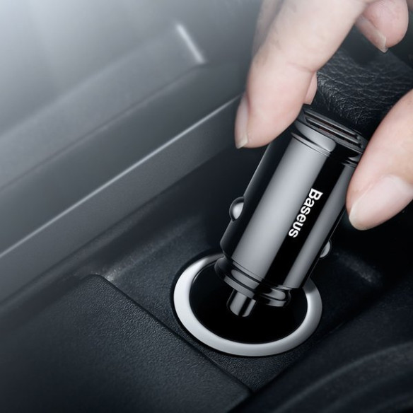 Baseus Circular Plastic A+A 30W |  Ładowarka samochodowa 2x USB Quick Charge 3.0 Huawei SCP 5A LED