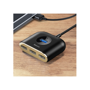 Baseus Square round | HUB adapter rozdzielacz 4w1 USB 3.0 do USB 3.0 x1 + USB 2.0 x3