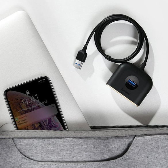 Baseus Square round | HUB adapter rozdzielacz 4w1 USB 3.0 do USB 3.0 x1 + USB 2.0 x3